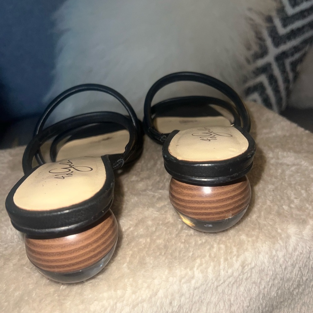 42 GOLD Black Strappy Heels - Picture 6 of 7